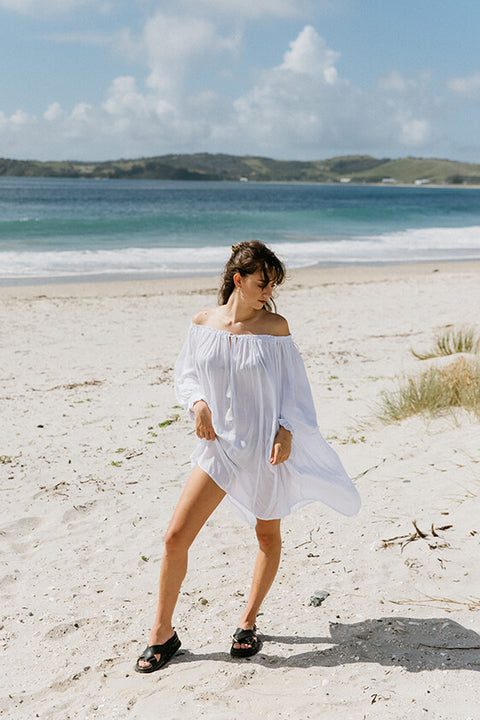 Noosa Off The Shoulder Tunic - White