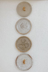 Medium Gold Moon Incense Holder - Clear Speckled Glaze