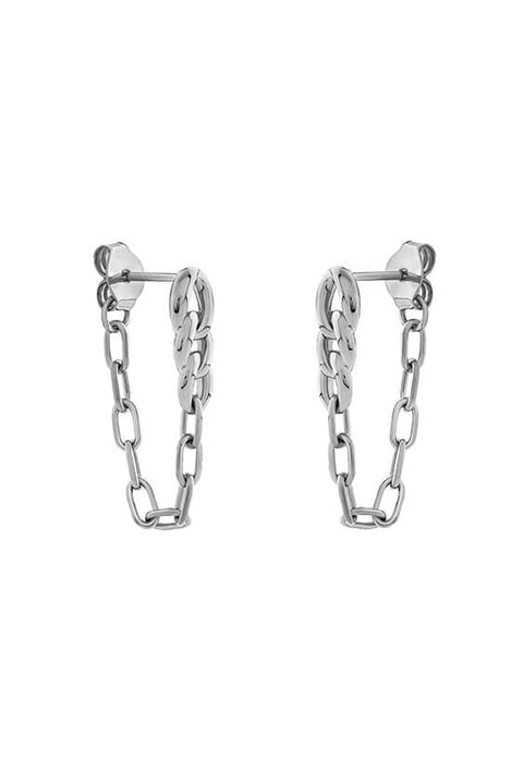 Twin Chain Studs - Silver