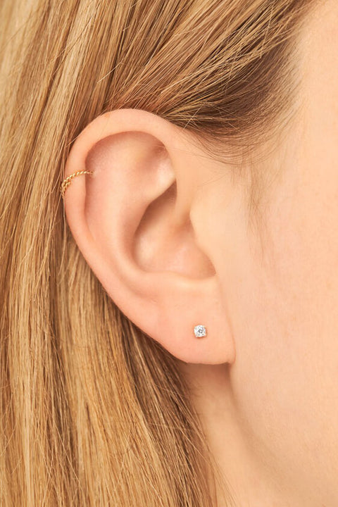 Delicate Crystal Studs - Silver