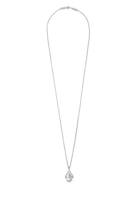 Mini White Aura Necklace #4 - Clear Quartz Silver