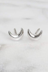 Delicate Crescent Studs - Silver