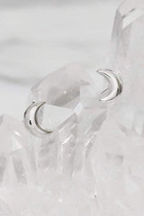 Delicate Crescent Studs - Silver