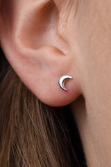 Delicate Crescent Studs - Silver