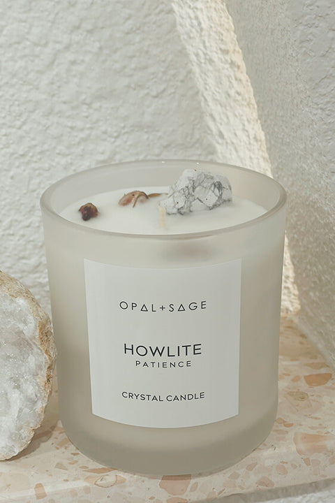 Howlite Crystal Candle - Large