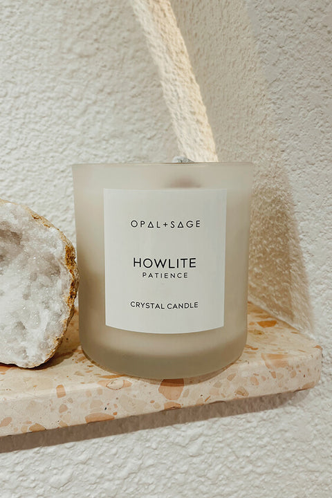 Howlite Crystal Candle - Large
